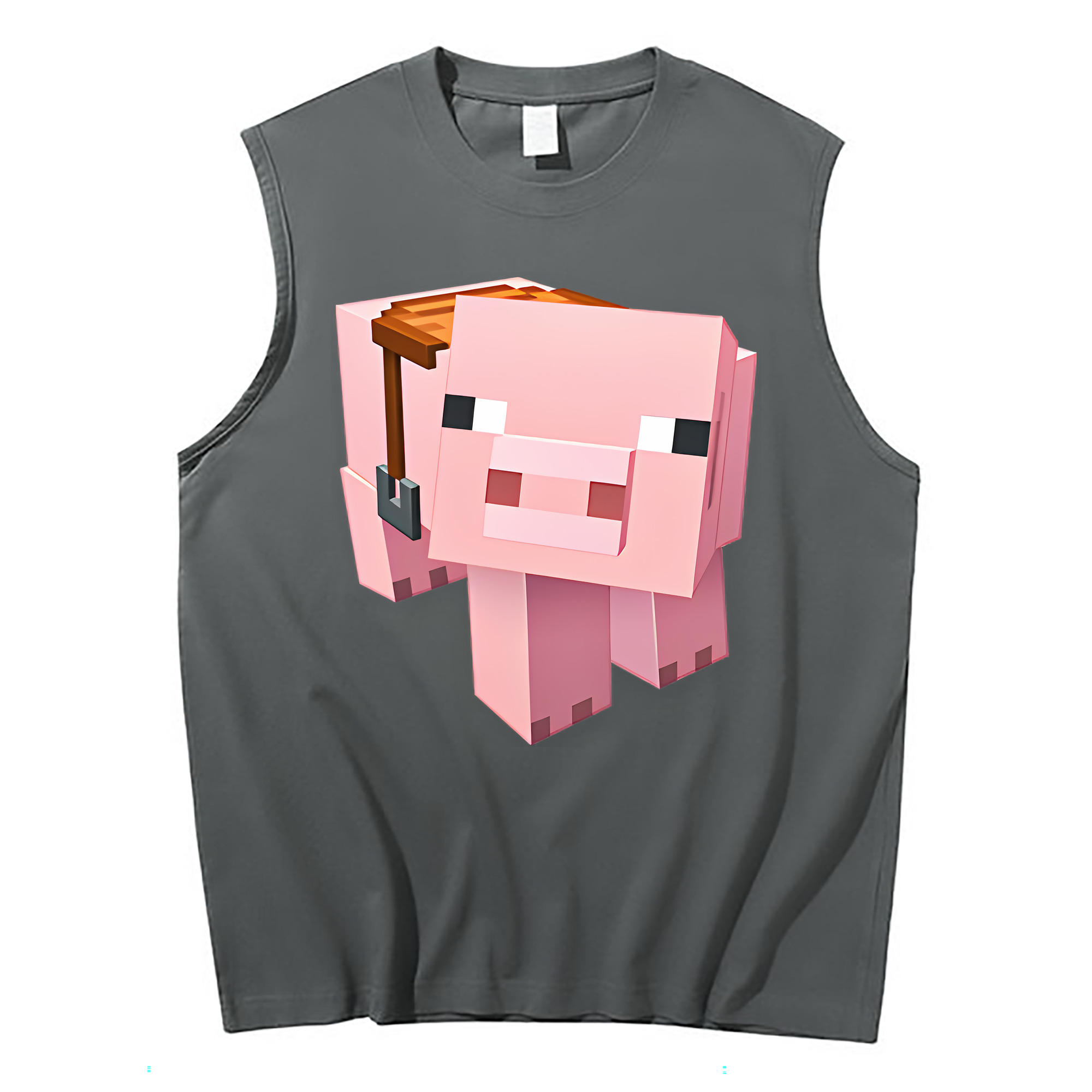 （画像用） マインクラフト ブロックの世界 Minecraft MC Block world コットン100％タンクトップ（フロントプリント）